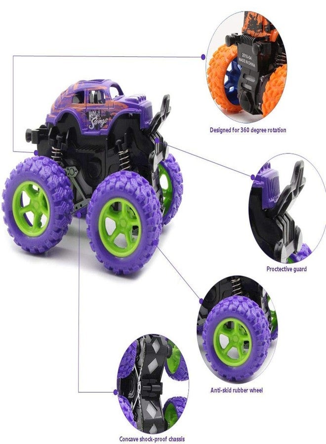 12FOR COLLECTION Push and Go Plastic Monster Toy Trucks Friction Powered Cars 4 Wheel Drive Vehicles for Kids|| Age 2+ Years (Pack of 4) - Image 3